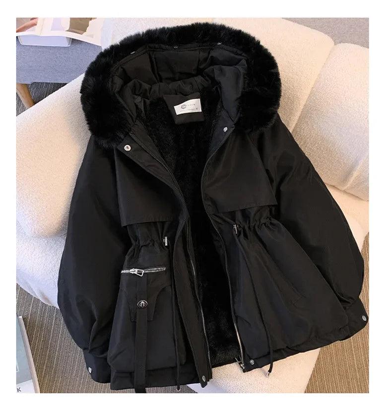 Women's Warm Coat Long Sleeve Zipper Hooded - Clorbad