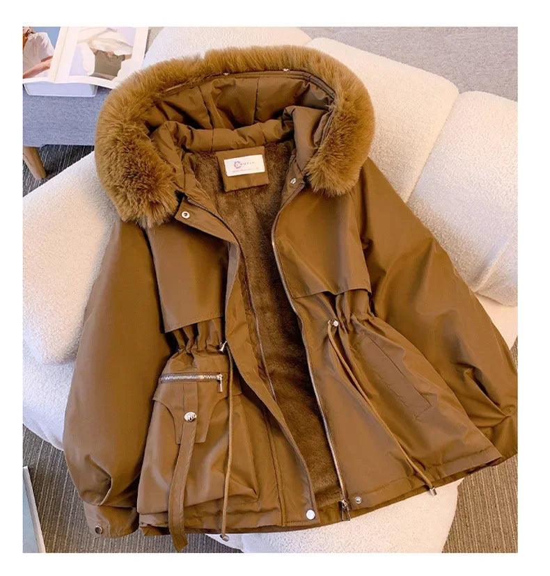 Women's Warm Coat Long Sleeve Zipper Hooded - Clorbad