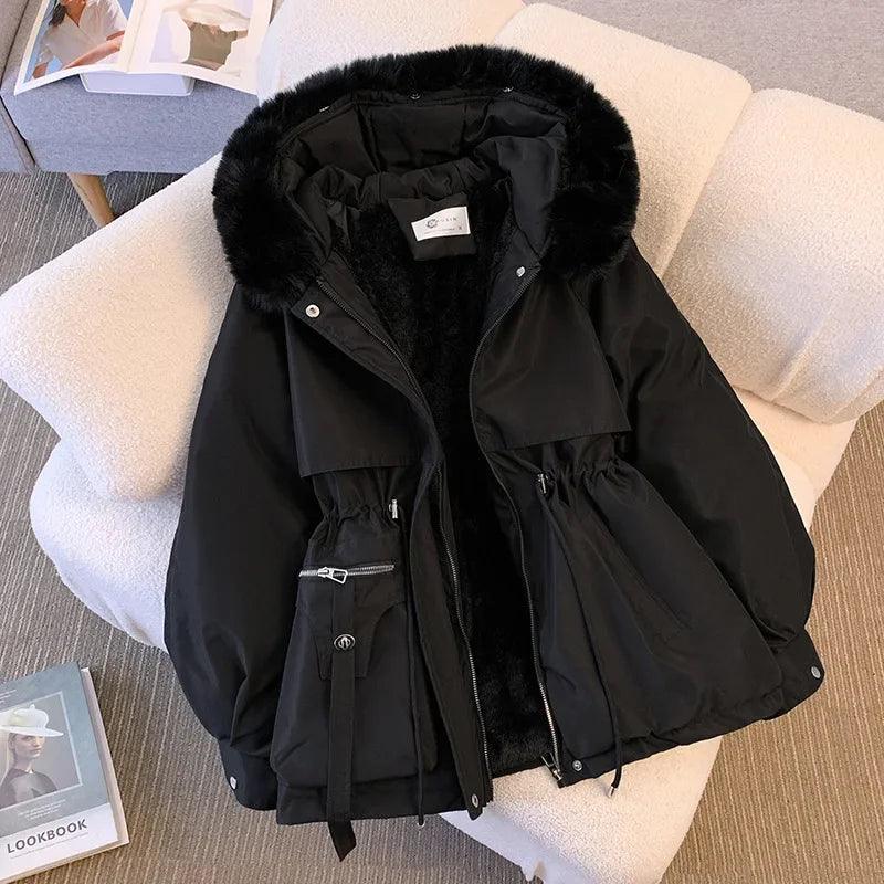 Women's Warm Coat Long Sleeve Zipper Hooded - Clorbad