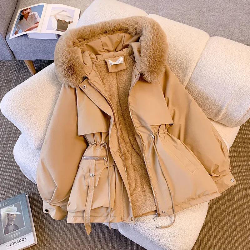 Women's Warm Coat Long Sleeve Zipper Hooded - Clorbad