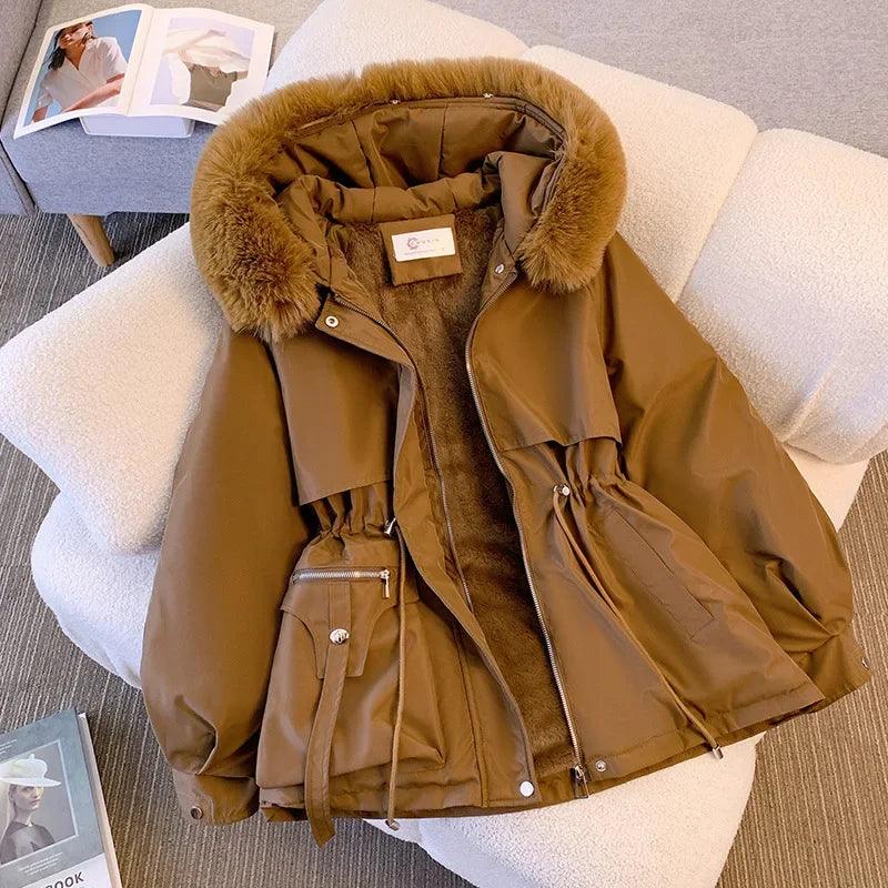 Women's Warm Coat Long Sleeve Zipper Hooded - Clorbad