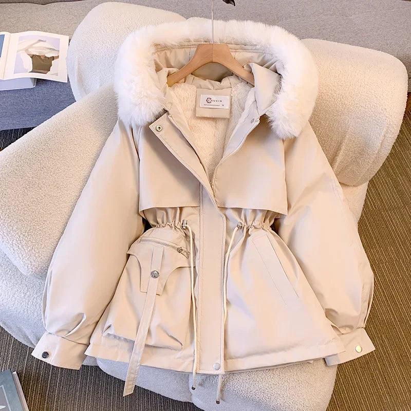 Women's Warm Coat Long Sleeve Zipper Hooded - Clorbad