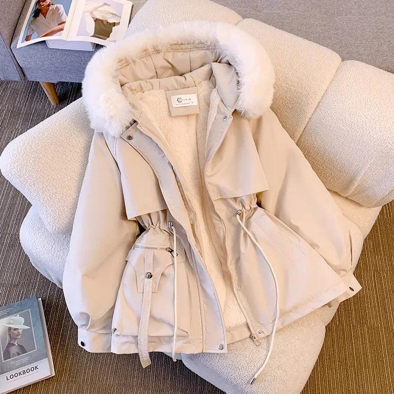 Women's Warm Coat Long Sleeve Zipper Hooded - Clorbad