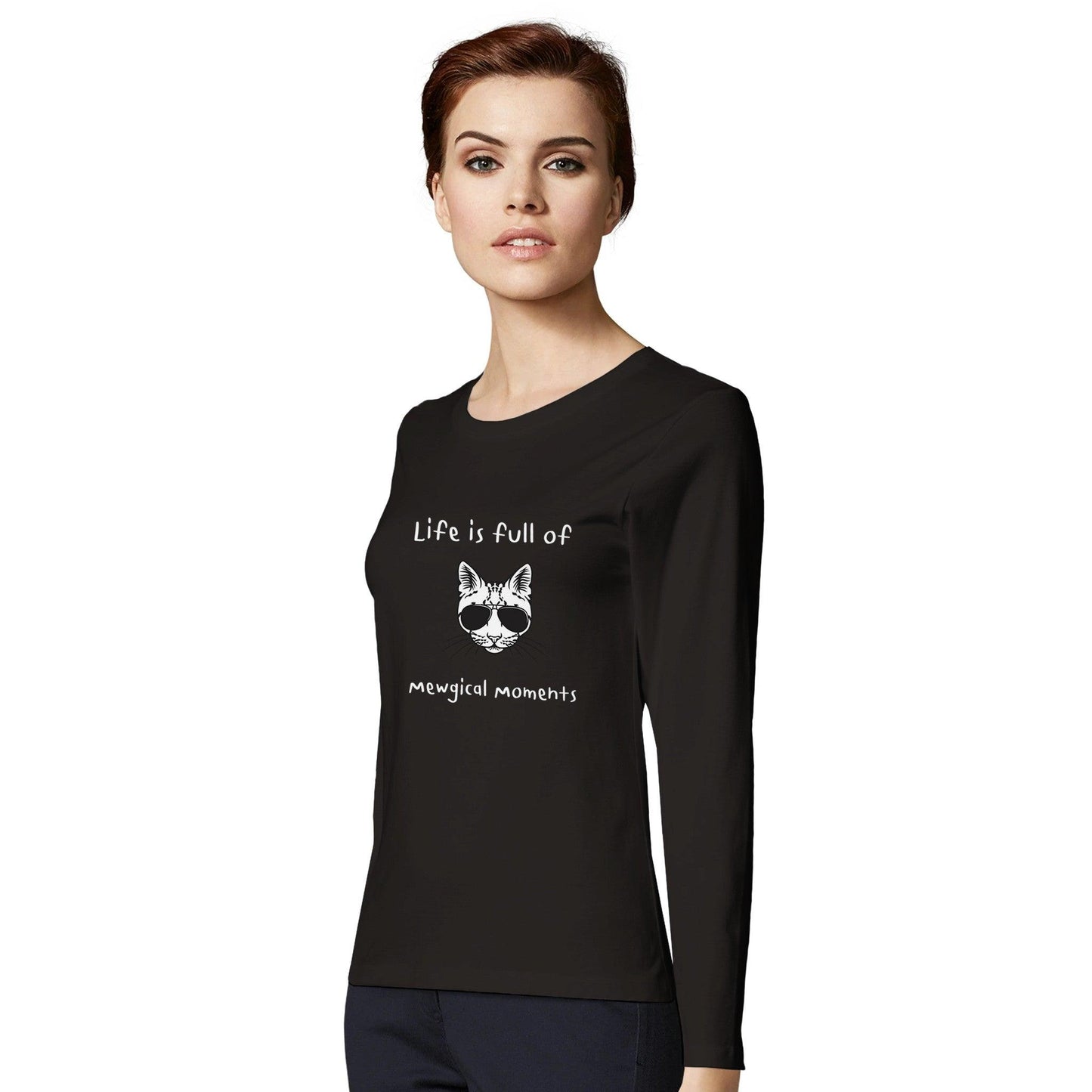 Women's Long Sleeve Fitted T-shirt for cat lovers - Clorbad